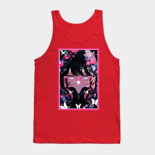 Aesthetic Anime Girl Pink Rosa Black | Quality Aesthetic Anime Design | Chibi Manga Anime Art Tank Top